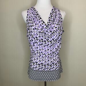 Calvin Klein Geometric Shell Top Draped Neck Sz Medium
